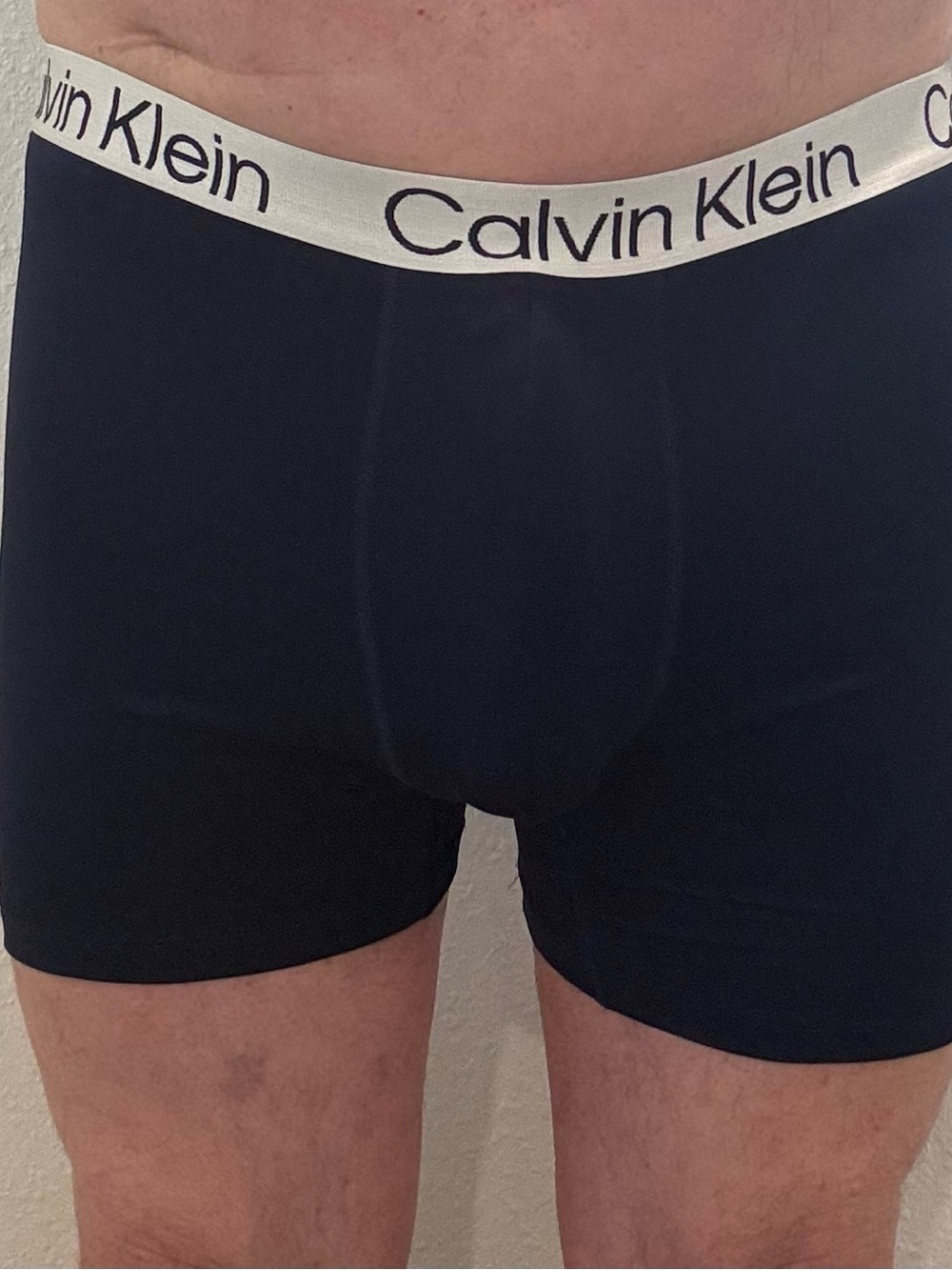 Calvin Klein Navy Boxer Briefs with White Logo Waistband - Picture 2 of 5